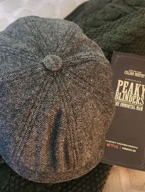 Peaky Blinders Red Carpet Gray Herringbone Newsboy Cap
